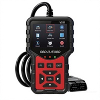 Escáner de Diagnóstico de Automóviles OBD2 (Rojo y Negro 12V) para Leer y Eliminar Códigos de Error del Motor y Pruebas de Vehículos