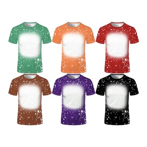 Promotional DIY Picture Personalized Logo Plain Color Dye Tye Tee Shirts Sublimation Blank Faux Bleached T-shirt