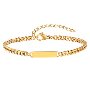 Pulsera de Eslabones Minimalista para Mujer con Colgante de Barra Curva con Logotipo y Texto, Joyería de Moda Transfronteriza - Product Image 5