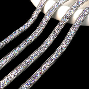 QIAO 90cm reçine Rhinestone Trim sıcak düzeltme bandı zincir kırpma aplikatör şerit Rhinestones dekorasyon için - Product Image 6
