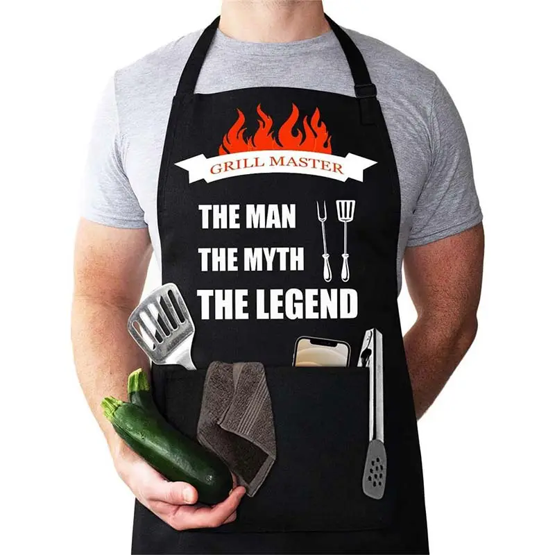 Stampa personalizzata Logo regolabile carino divertente cucina cottura cottura Grill grembiuli in cotone poliestere per uomo donna