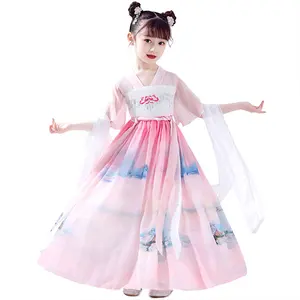 Costume ancien pour enfants, robes junior pour filles, vêtements chinois Han à manches courtes, nouvelle collection été 2023