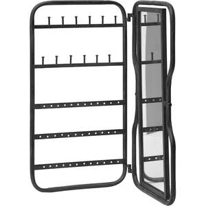 PARISLOFT Foldable Jewelry Holder With Mirror <b>Black</b> Metal Organizer For Necklaces <b>Bracelets</b> Earrings Rings Table Top Display - Product Image 5