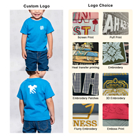 T-shirt unisexe avec logo personnalisé, 180 GSM, 100% coton, t-shirt uni pour garçons et filles, 5 couleurs disponibles, t-shirts décontractés à col rond pour enfants, 100% coton