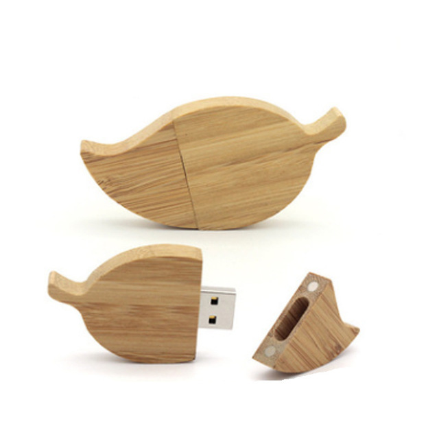 Environmental Protection Wooden Leaves USB 2.0 High-End Gift Customizable Logo Bamboo Flash Drive New