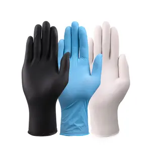 Gant en nitrile jetable de qualité alimentaire bleu blanc nettoyage résistant à l'huile de lavage gants en nitrile jetables imperméables noir