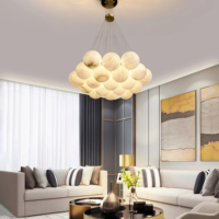 Lustre en globe d'albâtre espagnol JYLIGHTING, cuivre, LED, télécommande, luminaire suspendu pour salle à manger