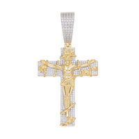 Pendentif chaîne hip-hop personnalisé en argent sterling 925, moissanite VVS, plaqué or véritable, bijoux glacés, pendentif croix pour homme