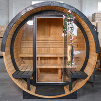 Ruang Sauna Luar Ruangan Kayu Solid Chillmend Modern untuk 4-6 Orang, Sauna Uap Basah dan Kering Tradisional, Besar dan Tahan Lama