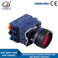 Huaqingjun bouton Transparent Led rouge autobloquant pas de bouton poussoir NC interrupteur pour contacteur