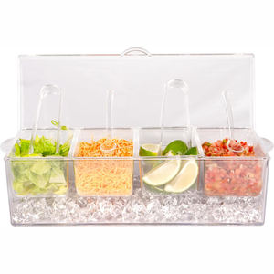 Large Ice Chilled <b>Plastic</b> Condiment Caddy with 5 Containers Eco-Friendly <b>Food</b> Storage for Bar Accessories - Product Image 2