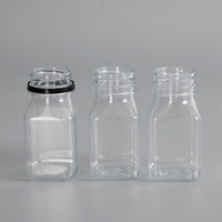 Plastic flesjes van 100ml (3.4 fl oz), vierkant, voor immuunversterkende shotjes, koudgeperste sapjes en dranken.