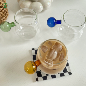 Tasses à café <span class=keywords><strong>en</strong></span> <span class=keywords><strong>verre</strong></span> minimalistes écologiques faites à la main <span class=keywords><strong>en</strong></span> forme de <span class=keywords><strong>gourde</strong></span> 350 ml pour jus, <span class=keywords><strong>thé</strong></span>, crème glacée – Ensemble de vaisselle pour la maison/le bureau/le bar - Product Image 2