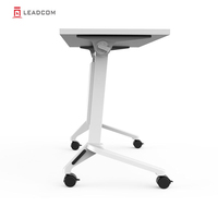 Table de formation moderne LEADCOM LS-703 à structure en acier, conception multi-empilable, pliable avec plateau rabattable, roulettes verrouillables