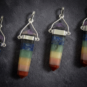 Colgantes de Cuarzo Sintético de Siete Chakras, Corte Triangular, Multicolor, Pulidos, para Fabricación de Pendientes - Product Image 2