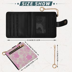 Hawaii Women <b>RFID</b> <b>Blocking</b> <b>Wallet</b> Slim PU Leather Card Holder Floral Print Mini Purse with Wrist Strap Chain Key Ring - Product Image 4