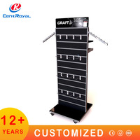 Présentoir sur pied en métal thermolaqué personnalisé pour baskets, jeans, lingerie, sous-vêtements et soutiens-gorge, avec étagère de suspension pour vêtements
