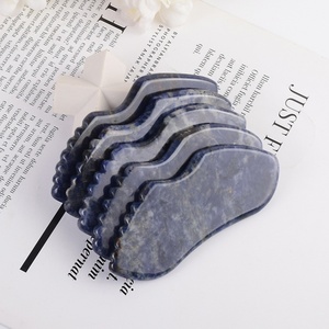 Outil Gua Sha en Sodalite, Nouvelle Planche de Massage à Dents de Scie pour le Visage, le Cou et le Corps, Masseur de Beauté en Pierre Naturelle pour Soins de la Peau - Product Image 2