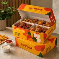 Boîte à emporter en papier de qualité alimentaire GLY PACK, personnalisée avec compartiments, pour poulet frit, repas en famille, emballage de restauration rapide