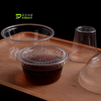 Gobelet à sauce alimentaire en plastique de 2 oz, conteneur alimentaire à emporter biodégradable, récipient transparent jetable avec couvercle