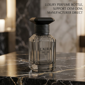 Elegante Botella de Perfume Vacía de 100/50 ml, Envase de Vidrio de Lujo con Atomizador, Venta Directa de Fábrica, Logotipo Personalizado, Atomizador de Niebla <span class=keywords><strong>Gris</strong></span> Ahumado - Product Image 1