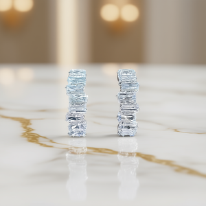 Pendientes de Aro de Oro Blanco E2453 con Cristales de Circonita, Engaste en Canal, Diseño Geométrico, Joyería de Lujo para Mujer - Product Image 2