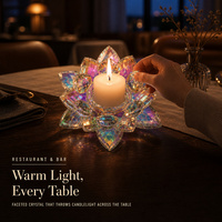 Porte-bougie en cristal, fleur de lotus irisée, porte-bougie chauffe-plat, porte-bougie votif, centre de table, décoration intérieure, cadeaux de mariage