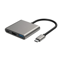 Adaptateur hub USB-C multifonction 3-en-1 en alliage d'aluminium 4K avec port de charge HDMI USB 3.0 USB-C pour ordinateur portable, tablette et smartphone