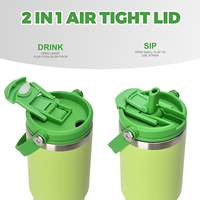 Taza de Viaje de Doble Pared de Acero Inoxidable SS304 de 30 oz con Acabado Brillante, Asa Colorida, Aislamiento al Vacío, Rendimiento Térmico de 6 a 12 Horas