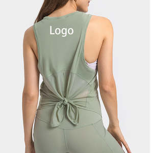 Camisetas Sin Mangas para mujer, chaleco holgado de secado rápido, ropa deportiva, camiseta Sin Mangas con lazo en <span class=keywords><strong>la</strong></span> espalda para Fitness - Product Image 1