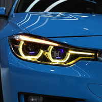 Pour BMW Série 3 F30 F31 F35 LCI 2013-2018, ensemble de phares LED à double lentille style Spoon, DRL ambre, Plug and Play, paire