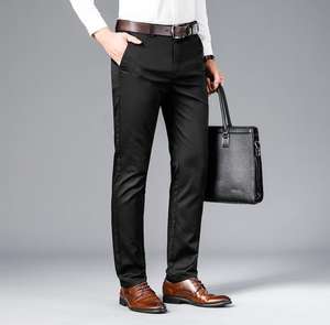 Hot Sell Business High Waist <b>Suit</b> <b>Pants</b> Men's Loose Straight Elastic Breathable Casual <b>Pants</b> - Product Image 3