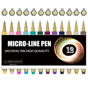 Khy-professional 12 couleurs Micro fin Liner peinture de croquis pour couleur enfant dessin Art marqueur Fineliner couleur Permanent ensemble de stylos