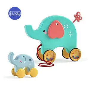रोलिंग पशु बच्चा खिलौना प्यारा प्लास्टिक हाथी साथ खींच धक्का पुल खिलौना एएसटीएम प्रमाणीकरण बच्चे खिलौना