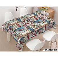 Nappe de table rectangulaire en plastique imprimée pour Noël, écologique et durable, idéale pour les fêtes de Noël, les dîners en famille, les banquets de fin d'année, en intérieur