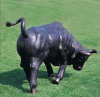 Vente flash Sculpture d'animal en laiton grandeur nature, artisanat, grande statue de taureau en bronze antique