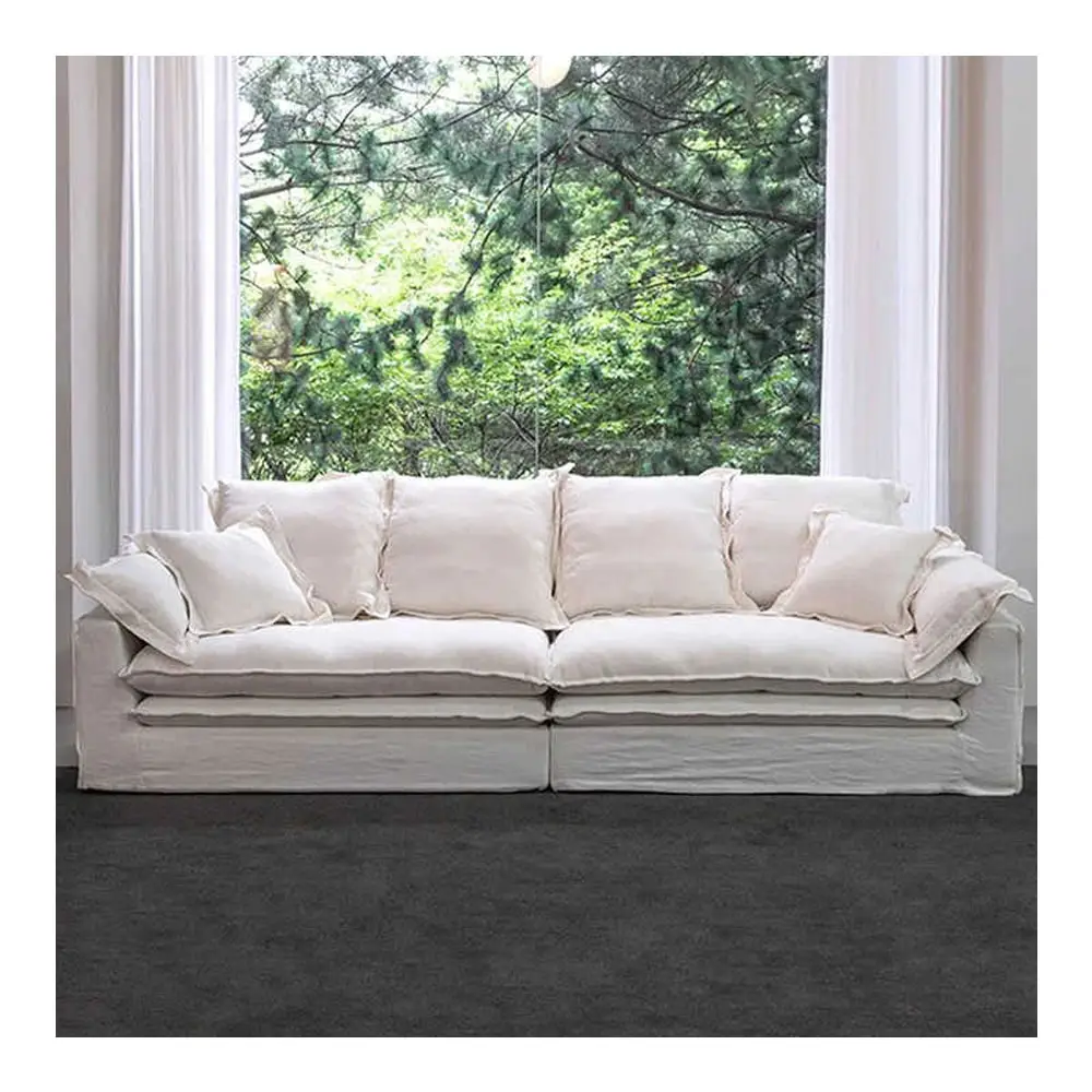 Sofá nórdico de tecido branco de alta qualidade, combinação moderna de sofás de canto para apartamentos grandes e sala de estar