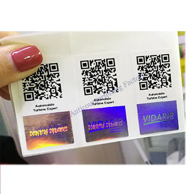 Mã QR Hologram Nhãn Laser Mã Vạch Bạc/Vàng Holographic Nhãn Dán Nhãn An Ninh Void Hologram Sticker