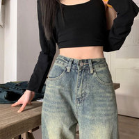 Pantalons larges à taille haute, style décontracté vintage pour filles, jeans pour petit ami, denim clair pour l'été, nouveauté 2025
