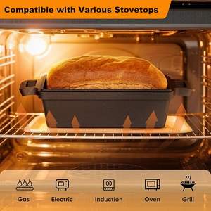 Moule à pain en fonte MIXWARES avec couvercle, 2 pièces, robuste, pour un cuisson uniforme des sandwichs, du pain à la banane et du pain de viande - Product Image 6