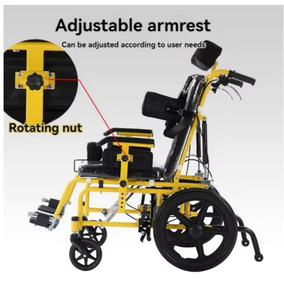 Kursi roda Manual, kursi roda ringan baja karbon tinggi dapat dilipat untuk rehabilitasi rumah tangga dan terapi fisik untuk dinonaktifkan - Product Image 2