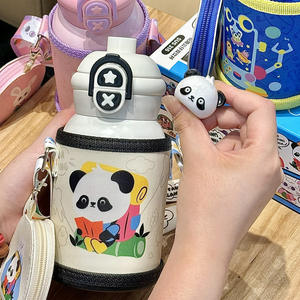 Tasse à paille à double boisson pour enfants 316 isolé en acier inoxydable dessin animé conception PC flacon à vide Thermos pour la rentrée des classes - Product Image 3