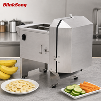 Commerciële bananen snijmachine, elektrisch, roestvrij staal, fruit- en groentesnijder, verstelbare dikte, horeca apparatuur