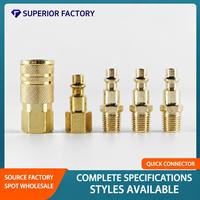 Raccords rapides de style américain TEBAK 1/4 NPT en fer plaqué cuivre, lot de 5 pièces, emballage sous blister