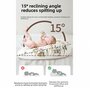 Almohada de lactancia 2 en 1 con inclinación para recién nacidos |   Soporte Anti-Regurgitación, Anti-Gases, Anti-Ahogo, Anti-Reflujo de Leche, Impresión Digital Animal - Product Image 2