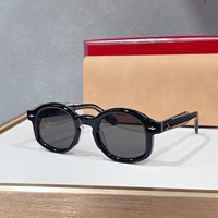 Lunettes de soleil de luxe rondes vintage pour hommes et femmes, monture en acétate noir, fabriquées à la main, protection UV400, pour la conduite quotidienne