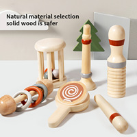 Wooden Musical Instruments Set for Toddler Kids Mini Percussion Toy Flute Rattle Sensory Learning Educational Montessori Gift