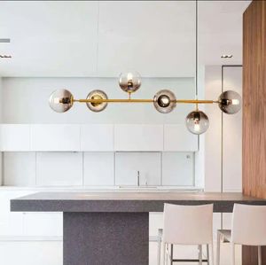 Lampe à suspension boule de verre moderne couleur cuivre chevet salle à manger bar fer doré lustre suspendu - Product Image 2