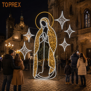 Lumières LED 2D TOPREX Motif Silhouette Vierge Marie pour Décoration Murale d'Église Catholique Scène de Nativité Sacrée - Product Image 2