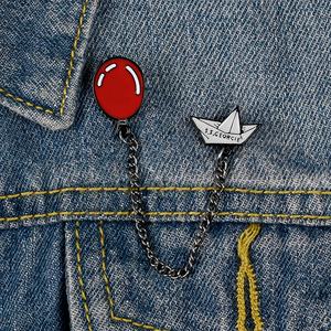 Nouveauté : Broches en métal artisanal en gros, accessoires de dessin animé, broche personnalisée, ballon rouge, <span class=keywords><strong>clown</strong></span>, bateau, émail avec chaîne - Product Image 3